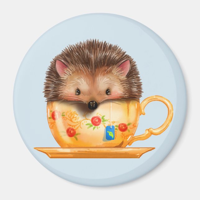 Imán Hedgehog Adorable En El Magnet De Teacup (Frente)
