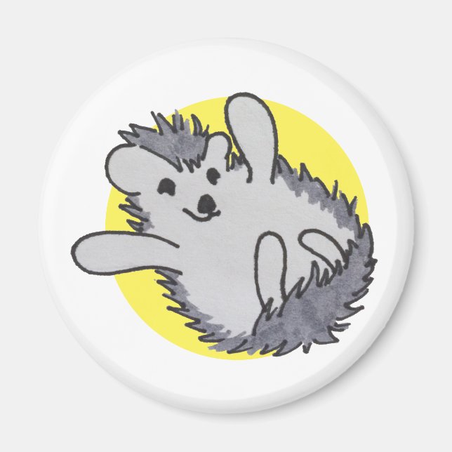 Imán Hedgehog amarillo feliz (Frente)