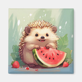 Imán Hedgehog disfrutando de una sandía