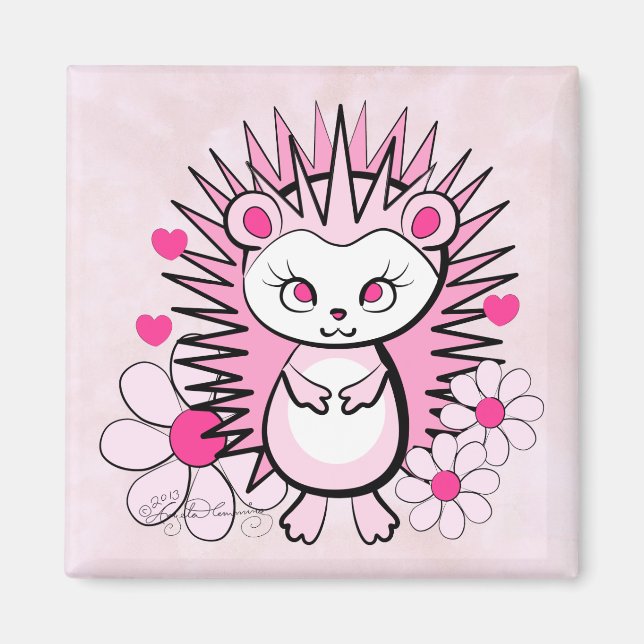 Imán Hedgehog Girly Cute Pink (Frente)