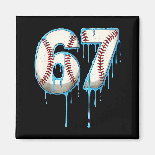 Imán Helado de béisbol que gotea 67 Seis Siete Meme Núm (Frente)
