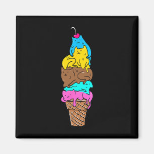 Imán Helado de gato lindo - Camisa de postre gata gitan