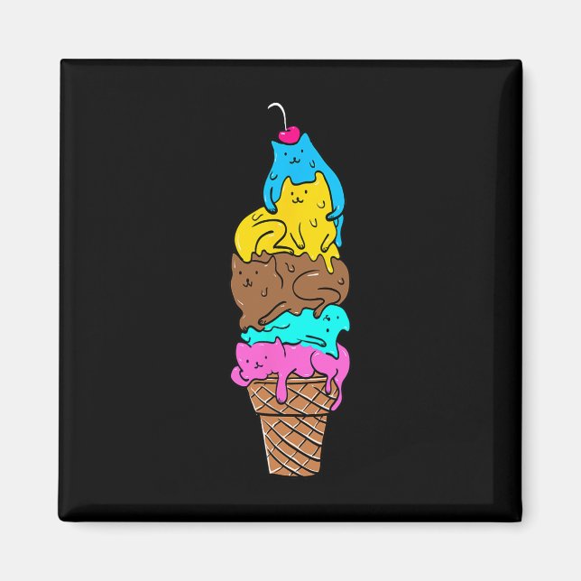 Imán Helado de gato lindo - Camisa de postre gata gitan (Frente)