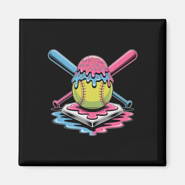 Imán Helado de softball goteando - Jugadora de softball (Frente)