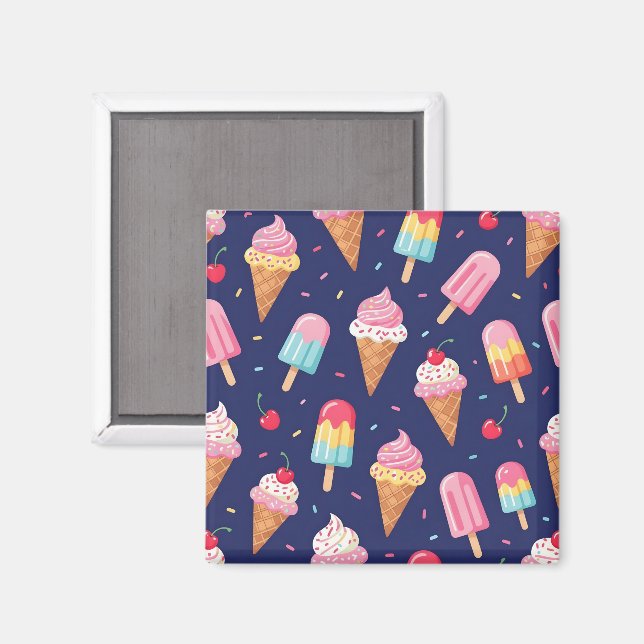 Imán Helado, paletas y patrón de cerezas (Anverso/Reverso)