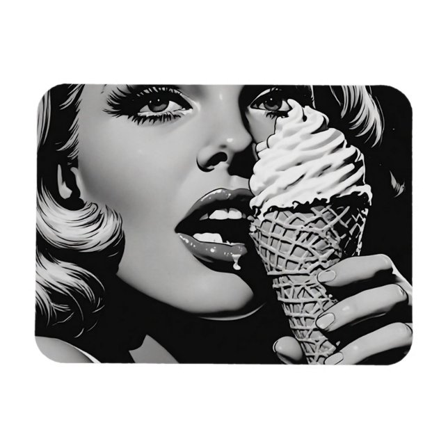 Imán Helado rubio estilo cómic gráfico BW de los 50 (Horizontal)