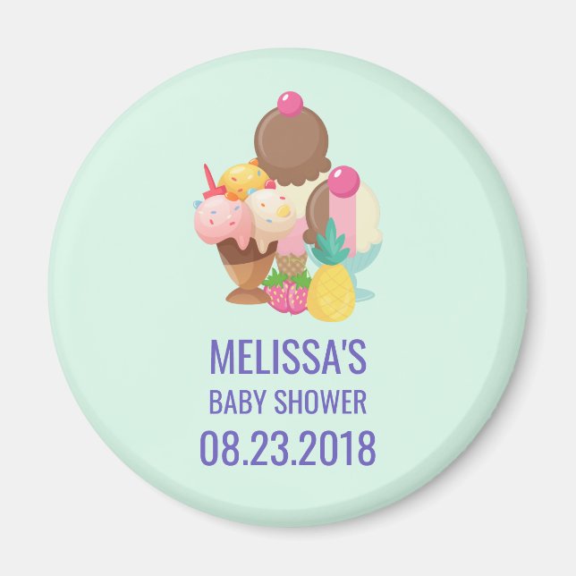 Imán Helados de crema de hielo con Baby Shower Sprinkle (Frente)