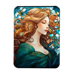 Imán Helena - Mujer rubia oscura en estilo Art Nouveau