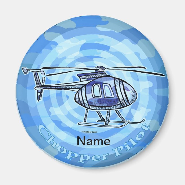 Imán Helicóptero de cielo azul (Frente)