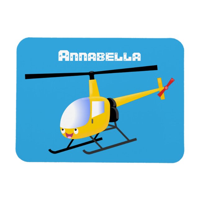 Imán Helicóptero de personalizado alegre amarillo lindo (Horizontal)