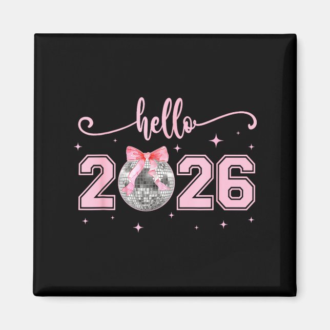 Imán Hello 2026 Cute Nk Bow 2026 New Year's Eve Party  (Frente)