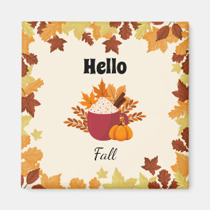 Imán Hello Fall Cosy Autumn Design with Leaves