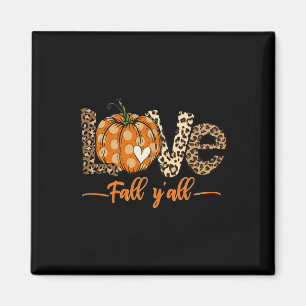 Imán Hello Fall Pumpkin Love Fall Y'All LeoparPeace L