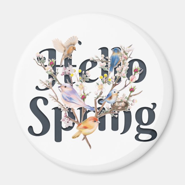 Imán Hello Spring Birds (Frente)