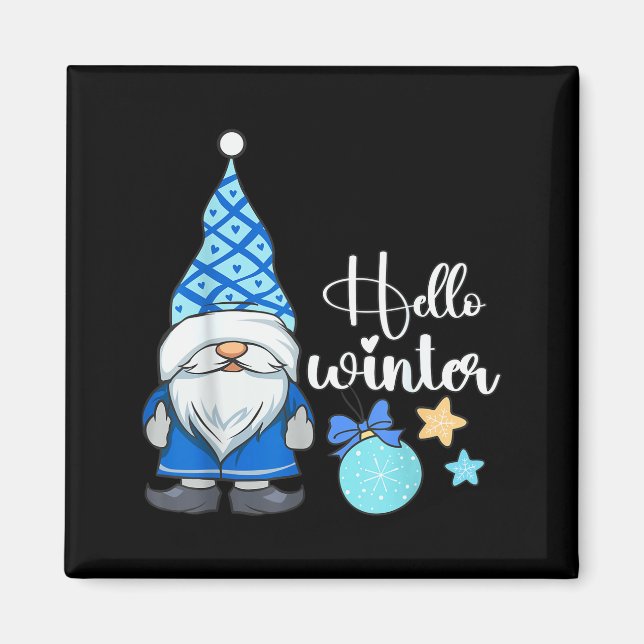 Imán Hello Winter, Nordic Christmas Gnome  (Frente)