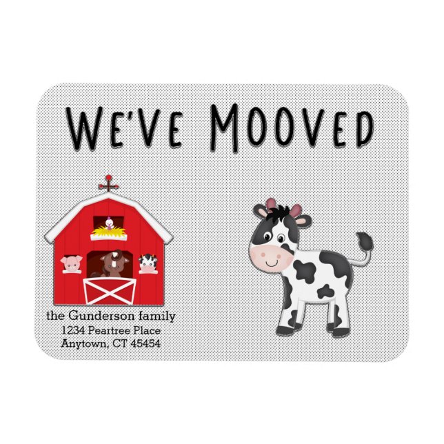 Imán Hemos trasladado la granja Cow Barn a nueva Invita (Horizontal)