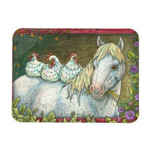 IMÁN HENAS EN EL MAGNET ESTABLE, CABALLO Y POLLO
