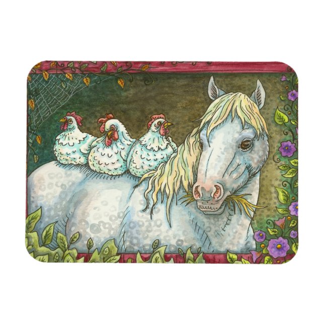 IMÁN HENAS EN EL MAGNET ESTABLE, CABALLO Y POLLO (Horizontal)