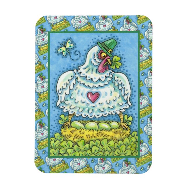 IMÁN HENES IRLANDESES DIVERSOS, HUEVOS VERDES Y SOMBROC (Vertical)