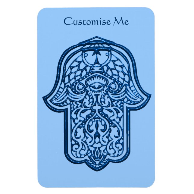 Imán Henna Hand de Hamsa (Azul) (Vertical)