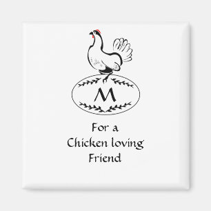 Imán Heno clásico blanco y negro en un huevo monogramo