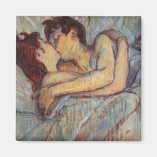 Imán Henri De Toulouse Lautrec - En La Cama El Beso (Frente)