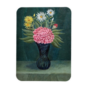 Imán Henri Rousseau - Dalia y margaritas en un jarrón