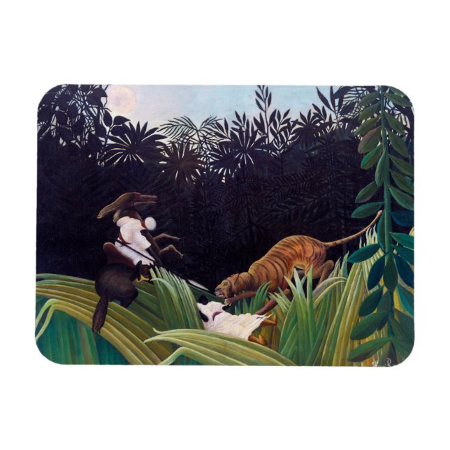 Imán Henri Rousseau - Exploradores atacados por un tigr (Horizontal)