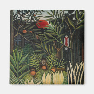 Imán Henri Rousseau - Monos y loro en la Selva Virgen