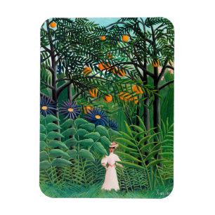 Imán Henri Rousseau - Mujer caminando en un bosque exót