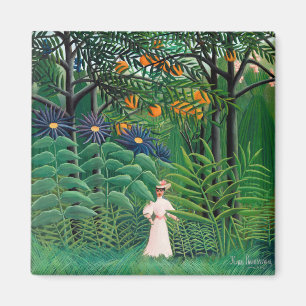 Imán Henri Rousseau - Mujer caminando en un bosque exót