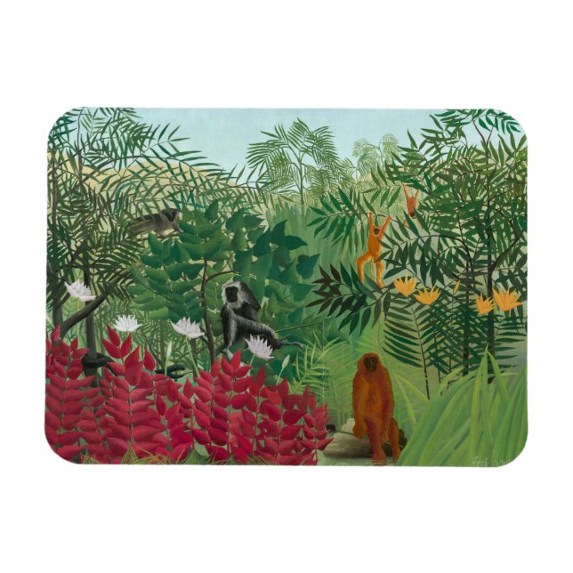 Imán Henri Rousseau - Selva Tropical con Monos (Horizontal)