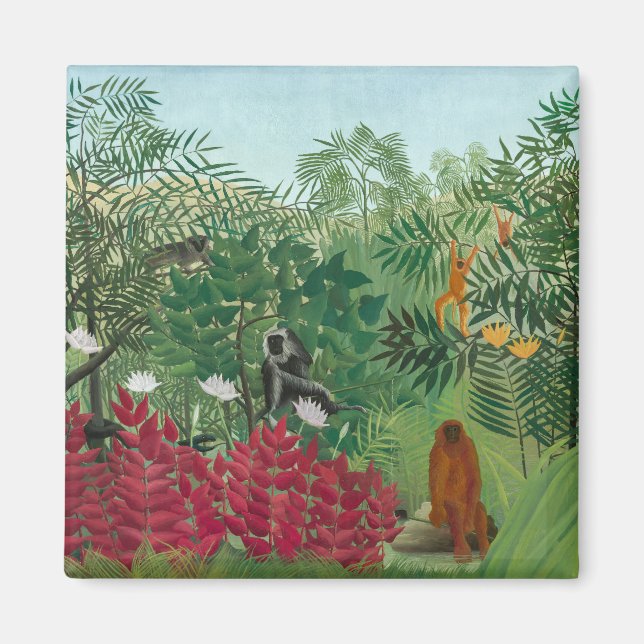 Imán Henri Rousseau - Selva Tropical con Monos (Frente)