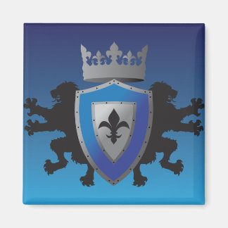 Imán Heraldry de León Medieval Azul
