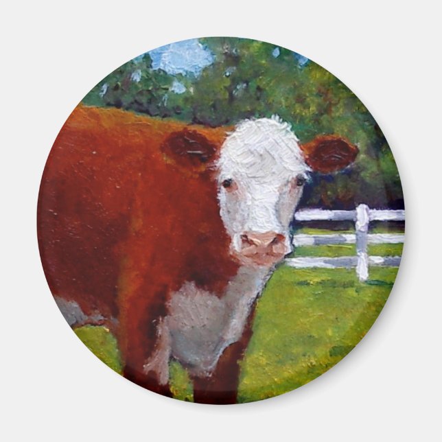 IMÁN HEREFORD HEIFER COW ART (Frente)