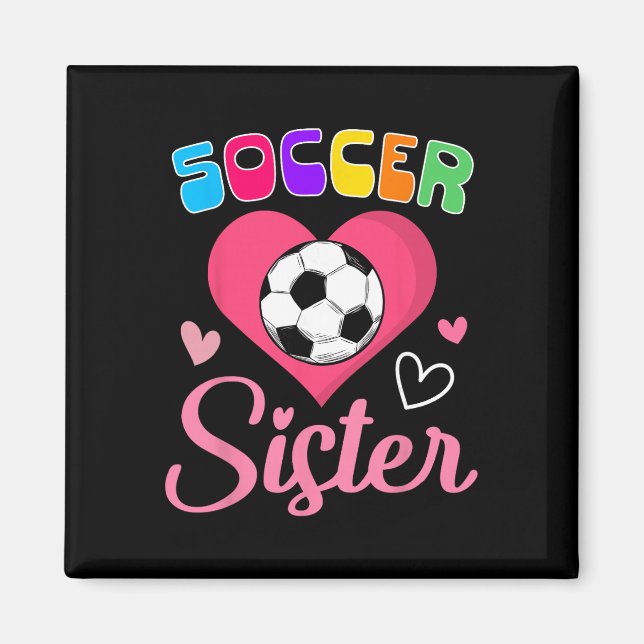 Imán Hermana de fútbol adorable corazón  (Frente)