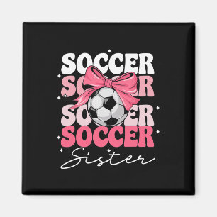Imán Hermana de fútbol Groovy Coquette Bow Fútbol _2