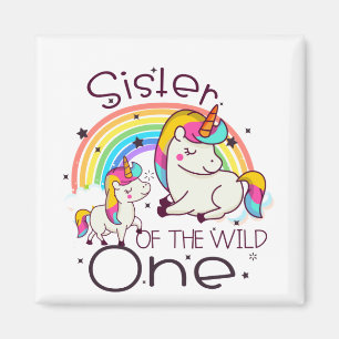 Imán Hermana de Wild One Birthday Fiesta Unicornios