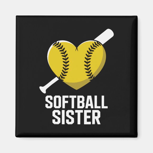 Imán Hermana Suave de Corazón y T de Fastpitch de Apoyo (Frente)