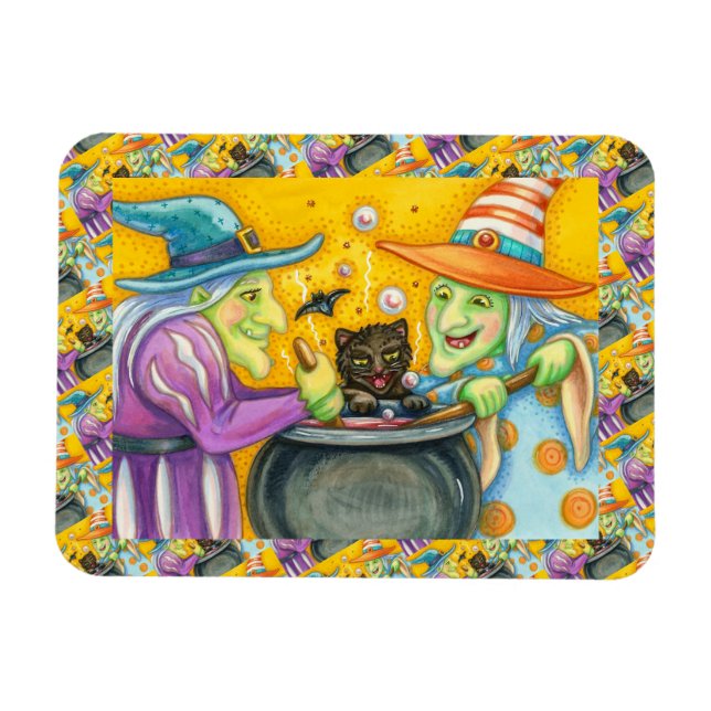 IMÁN HERMANAS DE BRAZA, GATO NEGRO Y HALLOWEB BREW (Horizontal)
