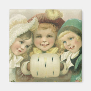 Imán Hermanas de Navidad de época, niños victorianos