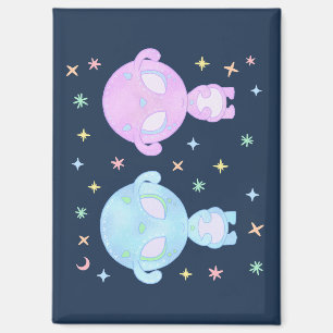 Imán Hermanas Gemelas Alien Pasel Arte Kawaii Cósmico