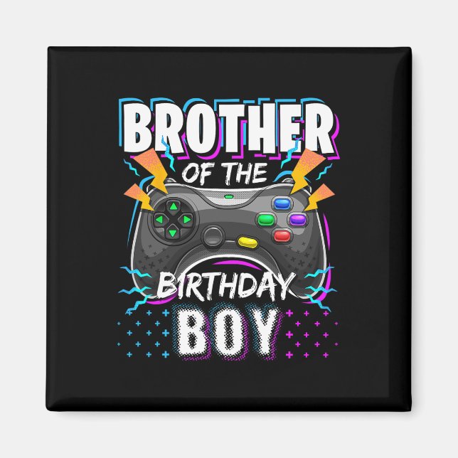 Imán Hermano Del Cumpleañero Juego De Video Coincidente (Frente)