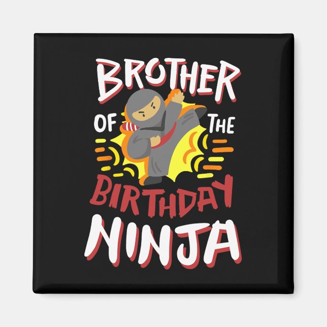 Imán Hermano Del Cumpleaños Ninja Karate Niños Bday Par (Frente)