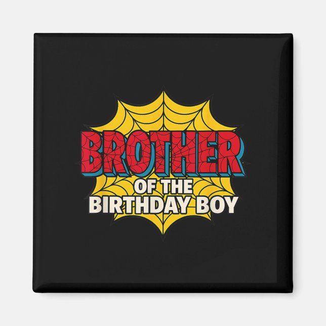 Imán Hermano menor del niño de cumpleaños tema de araña (Frente)