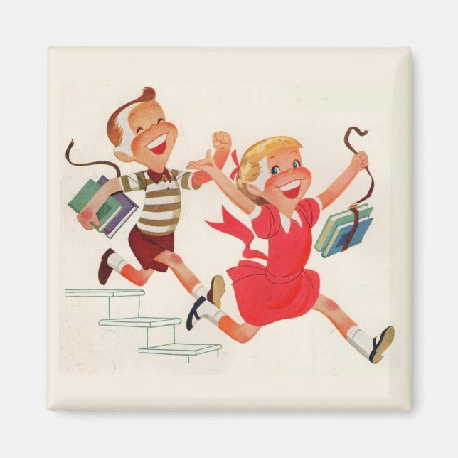 Imán hermano y hermana camino a la escuela (Frente)