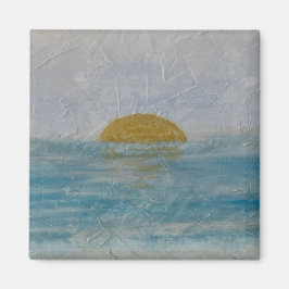 Imán Hermosa acuarela Sun y Water Square Magnet