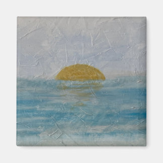 Imán Hermosa acuarela Sun y Water Square Magnet
