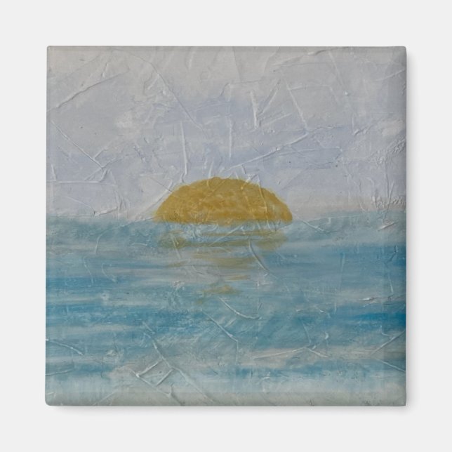 Imán Hermosa acuarela Sun y Water Square Magnet (Frente)