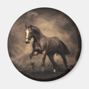 Imán Hermosa almohada de caballo marrón